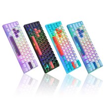 숫자왼쪽키보드 왼손잡이 마우스 키보드 숫자패드 Womier WK61 RGB 백라이트 게이머 키보드 레드 스위치 PBT 푸딩 키캡 기계식 키보드 스왑 가능 핫 60 PC, [3] 레드 스위치, [4] WK61 White purple p