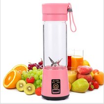 믹서 휴대용 미니 과일 과즙 컵 400ml 압착기 전기 USB 충전 4 블레이드 야채 믹서기 밀크 쉐이크, [03] Pink, 03 Pink