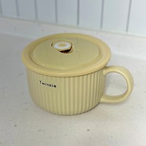 [뚜껑도자기그릇] 전자레인지 그릇 뚜껑 세트 1인분 밥국그릇, 머그형(800ml), 크림