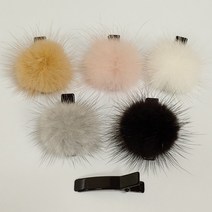 SUNNYDAY [2개-1세트] 1+1 리얼 밍크 퍼 여성 미니 헤어집게핀 악어핀 앞머리 옆머리 고정 헤어핀 머리핀 메탈 일자핀 고급 일자핀 헤어삔 HH5