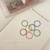 컬러 얇은 실반지 여성 세트