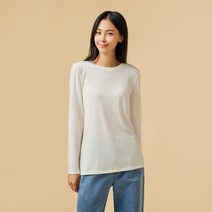 [JAJU/자주] 여 소프트 라운드넥 헤어리 티셔츠_아이보리