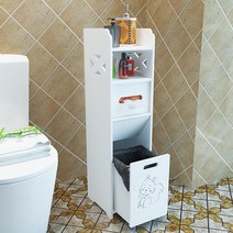 욕실 사이드 캐비닛 방수 화장실 자투리 공간 수납장, 화이트 욕실 수납장(H80xW22xD20), 1개, 화이트