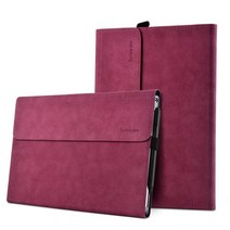 서피스독 Microsoft surface pro 9 용 키보드 케이스 8x13 인치 pu 가죽 태블릿 스탠드 커버 surface pro 7 7plus 6 5 4 12.33939, 프로 x 13인치용, 태블릿 케이스 와인 레드