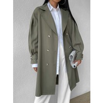 l2023신상l SHEIN EZwear 드롭 숄더 더블 브리스티드 트렌치코트 217997
