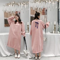 빅 사이즈 도톰한 두꺼운 맨투맨 여자 캐주얼 기모 롱 원피스 라운드 넥 오버 루즈 박시 핏 옆 트임 블랙 검정 핑크 10대 20대 긴팔 간절기 겨울 여성 데일리 가벼운 모던 포근한