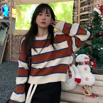 정말 예쁜핏 니모 긴팔티 줄무늬 스트라이프 파란 레드 크리스마스룩
