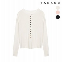 탱커스 여성 라운드 스냅 버튼 절개 가디건