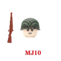 중국레고 밀리터리 ww2 군대 소련 연합 우리 군인 피규어 빌딩 블록 군사 보병 헬멧 무기 바이 컬러 총 부품 벽돌 장난감, mj10-1pcs