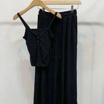 독보적인 슬림골지 나시 핀턱 와이드팬츠 투피스세트