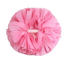 Hooshing 팀 스피릿 스포츠 댄스 응원을 위한 바톤 손잡이가 달린 핑크 실버 치어리더 폼폼 2개, Macaron Pink