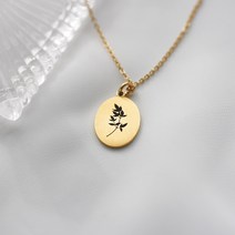 타원 나뭇잎 각인 써지컬 목걸이 (3color)