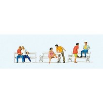 Preiser 10739 디오라마 미니어처 테라리움 공원 벤치 의자의 사람 6명 세트 사람 피규어 모형 1:87 사이즈