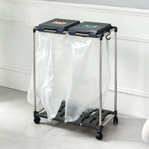 재활용 분리수거함 2단/스탠드 분리수거대 쓰레기통H/N: TDHDEAL25 +H7, 향기나무 블랙