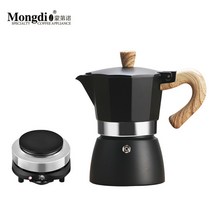 모카포트 핸드드립 커피포트 인덕션 이탈리아 드립 머신 에스프레소, 3인분 블랙 150ml + 전열로