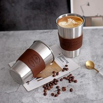 텀블러 고급레터링 스텐 가죽 컵홀더 리유저블 아이스, 체리