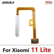 북스캔 Xiaomi-Mi 11 Lite 지문 센서 스캐너 터치 ID 연결 마더 보드 홈 버튼 플렉스 케이블 100%, [02] White