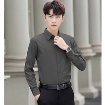 남성 무지 셔츠 구김방지 비즈니스 셔츠 링클프리 카라