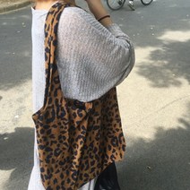 홀리지 마이엘 코듀로이 골덴 레오파드 에코백 튼튼한 천가방