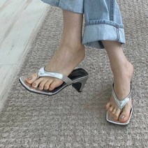굽있는 쪼리 여자 각진코 플립플랍 슬리퍼 리조트