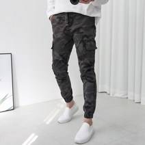 쿼터 데일리 반밴딩 카모 스판 카고 조거팬츠 4컬러