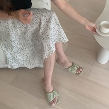 [데일리허니]2400_통통 주름 셔링 스트랩 뮬 슬리퍼 힐 6cm