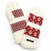 rain s.(레인스) 트렌디한 아가일 벙어리 니트장갑 - 레드