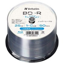 [Amazon.co.jp 한정] Verbatim 바베이텀 1회 녹화용 블루 레이 디스크 BD-R 25GB 50장 1-6배속 실버 라벨 인덱스 카드 첨부 VBR130R50L-A