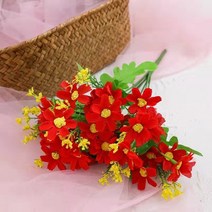 행잉화분걸이 행잉걸이 걸이화분 데이지 작고 신선한 플라스틱 인공 국화 분재 화분 꽃 풍경 홈 장식, 02 red_01 6pcs