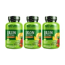 NATURELO 네이처로 남녀용 홀푸드 비타민C 함유 철분 영양제 미니캡슐 90개 비건 3팩
