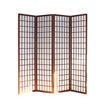 한옥 한지 우드 접이식 파티션 4칸 5칸 병풍 칸막이, 높이 200x너비 44cm 5 팬 브라운