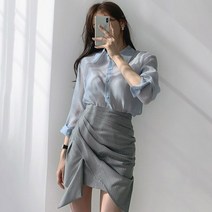 Baiwife 여성 언밸런스 하이웨이스트 힙 스커트