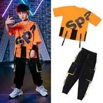공연복 비보이 남여아동 힙합 개성 멋진 패션쇼 HIPHOP 댄스 유행복 여름 2699211200, 180, 845 귤 색티셔츠 _2301 블랙