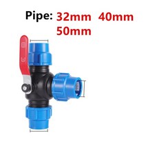 2025324050mm pvc pe 튜브 수돗물 분배기 플라스틱 퀵 밸브 커넥터 정원 농업 관개 물 파이프 피팅, 50mm, 금속 티 밸브