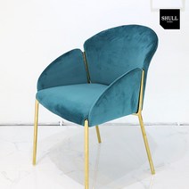 슐 헤즐리 벨벳 골드 인테리어 포인트 체어 SL072, 블루그린