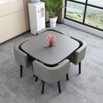 북유럽 4인용 대리석 세라믹 원형 스퀘어 테이블세트 가죽의자 거실라운지식탁 홈카페, I