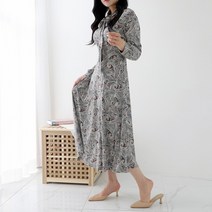 프롬코 여성 봄 가을 차분한 페이즐리 롱 원피스 FRC17