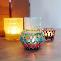 빈티지 글라스 캔들홀더 티라이트 홀더 인테리어 소품, 티라이트 100개