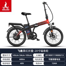 전동 킥보드 피닉스 20인치 접이식 전기 자전거 새로운 국가 표준 남녀 스쿠터 소형, 48v, 15아, 깨진 바람개비 - 검정과 빨강 약 60km의 순수