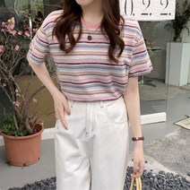 YAPOGI여성 여름 티셔츠 반팔티셔츠 여름 반팔 상의 심플 데일리 반팔티