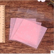 22번 opp선물포장지 핑크도트 100매 크리스마스 선물포장 초콜릿 사탕 마카롱 opp접착봉투, 1세트