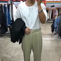디퍼 코튼 트임 오버핏 반팔 유넥 티셔츠