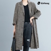 키리앙 디블 스트라이프 롱 셔츠형 자켓