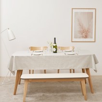 별빛감성 린넨 코팅 및 방수 테이블보 식탁보, 8인 (130x240cm), 연그레이