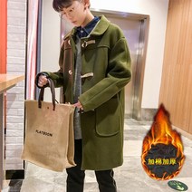 무지 남성 더플 코트 스웨이드 니뽄스타일 울 고급스러운 더플 남녀공용 단색 후드넥 패션
