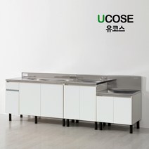 유코스 싱크대 스텐상판 가스대 개수대 사무실 원룸 탕비실 펜션 글램핑 주방 배수구, 300상부장, 화이트