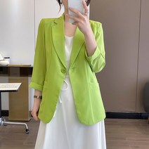 여자 정장코트 522# 쉬폰 스몰 정장 코트 여 춘하 루즈핏 트임 세미 칠부소매 서웃옷을 입다다소미얼Z