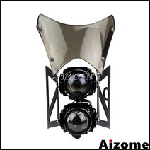 유니버설 오토바이 거리 자전거 듀얼 스포츠 프로젝터 헤드 램프 H3 라이트 승/윈드 스크린 Dirtbike 트윈, 02 Black, 02 Black