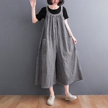 여성 와이드핏 린넨 멜빵 점프수트 하늘비즈 C10 O761S099