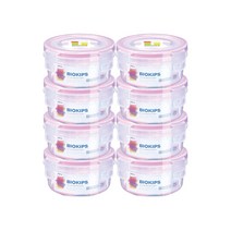 코멕스 바이오킵스 플라스틱 밀폐용기 원형 240ml 8개, 단품